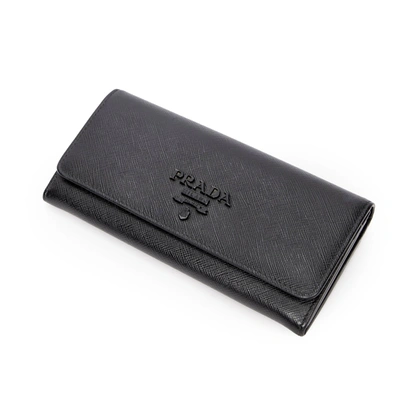 Shop Prada Flap Wallet In Black