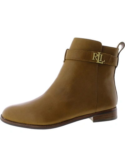 Shop Lauren Ralph Lauren Briele Womens Leather Logo Ankle Boots In Brown