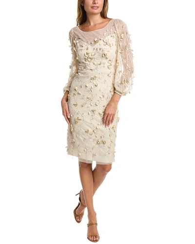 Shop Theia Beaded Cocktail Dress In Beige