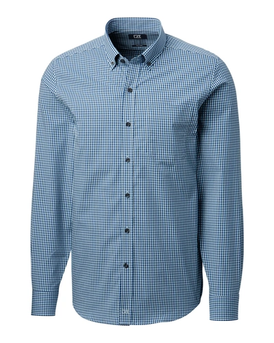Shop Cutter & Buck Mens Anchor Gingham Tailored Fit In Blue
