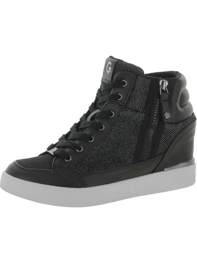 Shop Gbg Los Angeles Nelly Womens Glitter Wedges Casual And Fashion Sneakers In Black