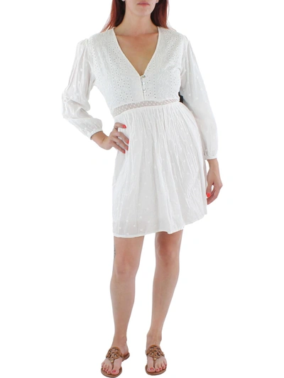 Shop Black Tape Womens Eyelet Short Mini Dress In White