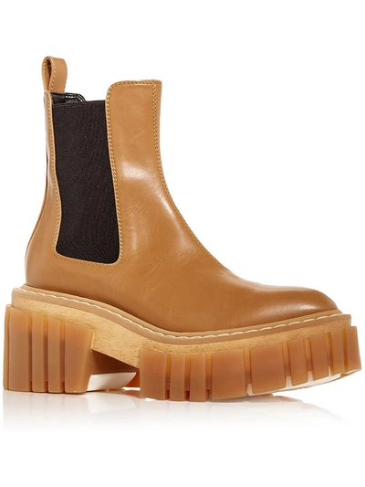 Shop Stella Mccartney Emilie Womens Pull On Leather Chelsea Boots In Brown