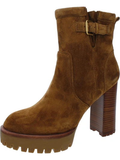 Veronica Beard Hannigan Womens Suede Lug Sole Ankle Boots In Multi