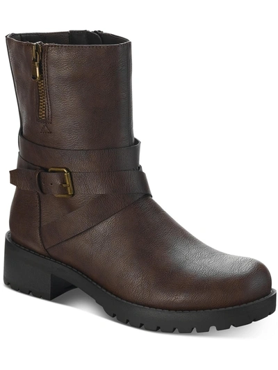 Sun + Stone Stellaa Womens Faux Leather Lugged Sole Motorcycle Boots In Multi