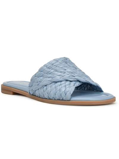 Shop Nine West Havah Womens Slip On Open Toe Slide Sandals In Blue