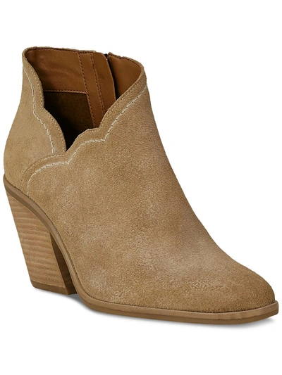 Shop Lucky Brand Lakelyy Womens Leather Stacked Heel Ankle Boots In Brown