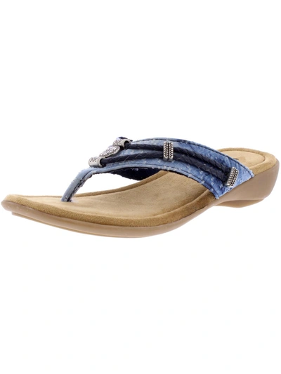 Shop Minnetonka Silverthorne Womens Slip On Slides Thong Sandals In Blue