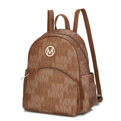Shop Mkf Collection By Mia K Palmer Vegan Leather Signature Logo-print Women's Backpack In Brown