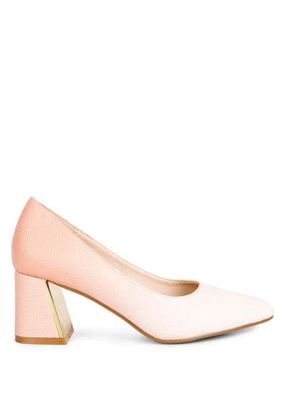 London Rag Harlow Metallic Accent Block Heel Pumps In Pink