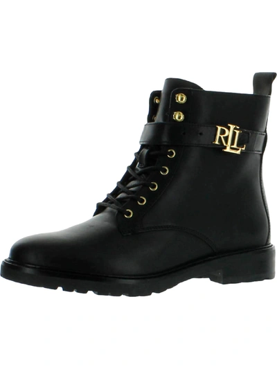 Shop Lauren Ralph Lauren Elridge Womens Leather Lace-up Ankle Boots In Black