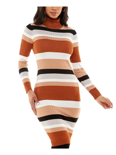 Shop Almost Famous Juniors Womens Striped Knee Sweaterdress In Multi