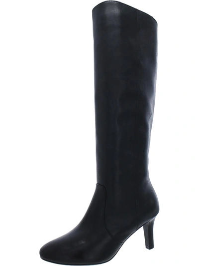 Shop Lauren Ralph Lauren Caelynn Womens Leather Tall Knee-high Boots In Black