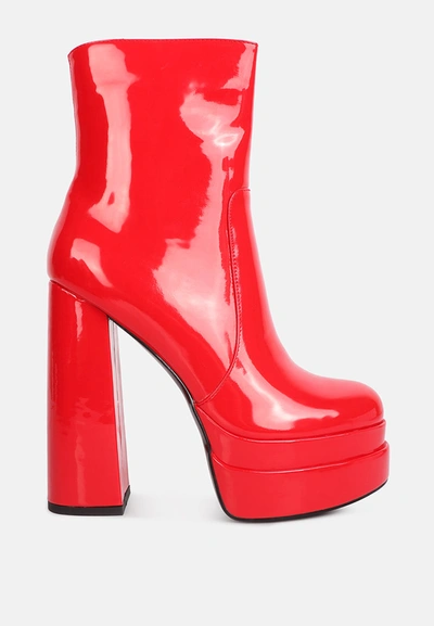 Shop London Rag Bander Patent Pu High Heel Platform Ankle Boots In Pink