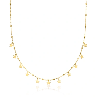 Ross-simons Italian 18kt Yellow Gold Bead And Star Station Necklace In Gold