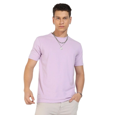 Shop Campus Sutra Solid Regular Fit T-shirt In Purple