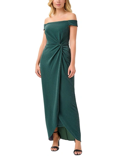 Shop Adrianna Papell Womens Glitter Maxi Evening Dress In Green