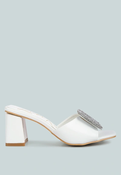 London Rag Naflah Rhinestone Embellished Slip On Sandals In White