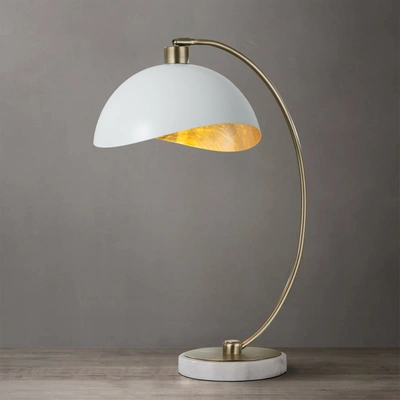 Shop Nova Of California Luna Bella Table Lamp In Brass - 27", Matte White, Dimmer Switch, Marble Base