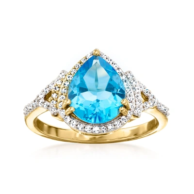 Shop Ross-simons Swiss Blue Topaz And . Diamond Ring In 14kt Yellow Gold
