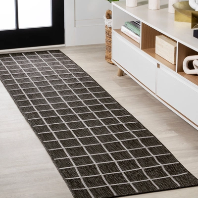 Jonathan Y Grid Modern Squares Indoor/outdoor Runner Rug