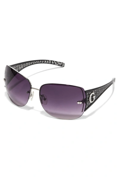 Shop Guess Factory Rimless Shield Sunglasses In Purple