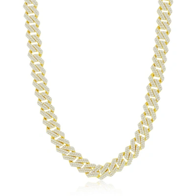 Simona Sterling Silver 8mm Micro Pave Monaco Chain - Gold Plated