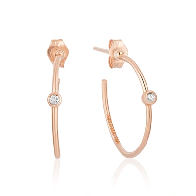 Shop Ariana Rabbani Single Diamond Hoop Earrings (small) In Pink