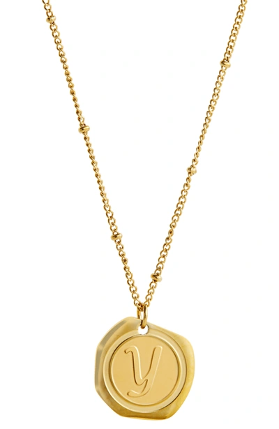 Savvy Cie Jewels 22k Gold Plated Coin Initial Necklace