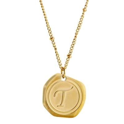 Savvy Cie Jewels 22k Gold Plated Coin Initial Necklace