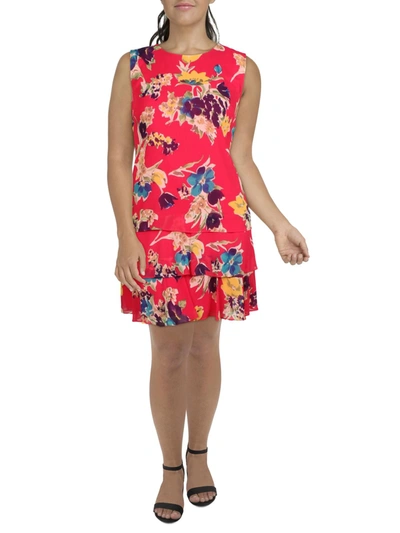 Shop Lauren Ralph Lauren Georgette Womens Floral Short Mini Dress In Pink