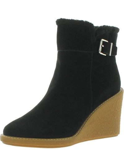Shop Franco Sarto Ulayna Womens Suede Faux Fur Wedge Boots In Black