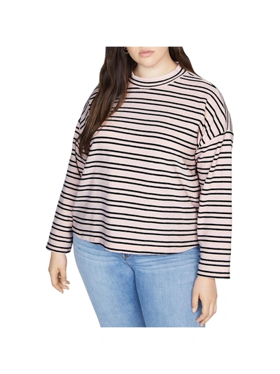 Shop Sanctuary Plus Womens Striped Textured Mock Sweater In White