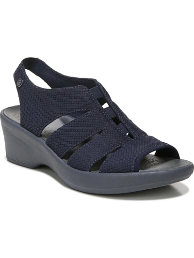 Shop Bzees Finale Womens Cushioned Footbed Slingback Wedge Sandals In Blue