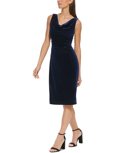 Shop Kensie Womens Velvet Knee Cocktail And Party Dress In Blue