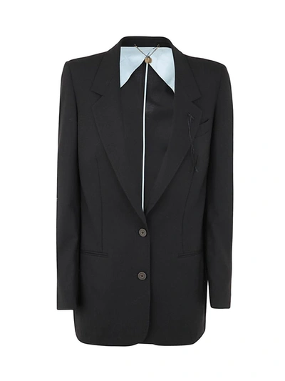 Shop Maurizio Miri Single Breasted Stretch Wool Blazer Clothing In Black