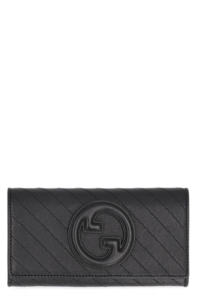 Shop Gucci Blondie Continental Wallet In Leather In Black