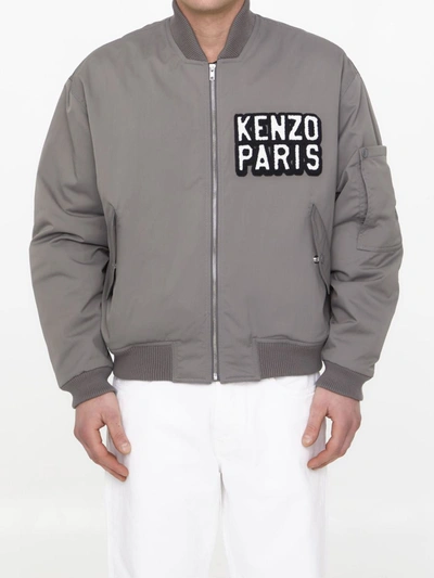 Shop Kenzo Elevated Flight Bomber Jacket In Grey