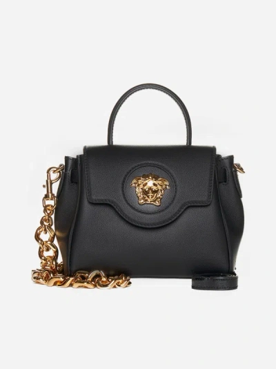 Shop Versace La Medusa Leather Small Bag In Black