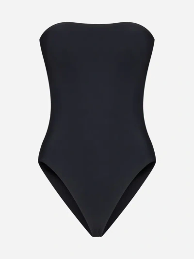 Shop Lido Sedici Bandeau Swimsuit In Black