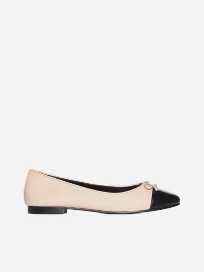 Shop Tory Burch Leather Ballet Flats In Rose Pink,black