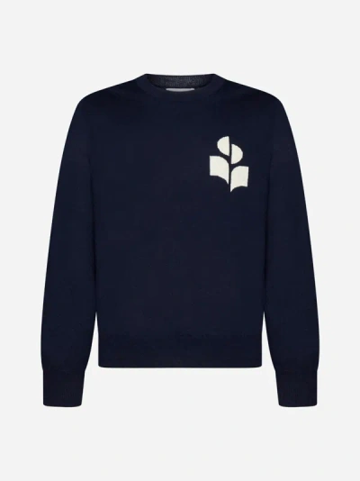 Shop Marant Evans Cotton And Wool Sweater In Midnight