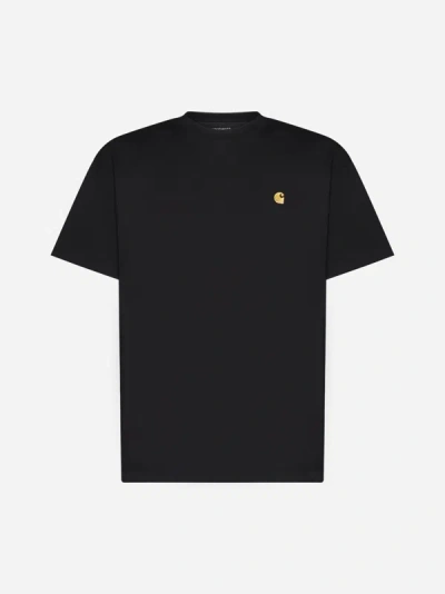 Shop Carhartt Chase Logo Cotton T-shirt In Black,gold