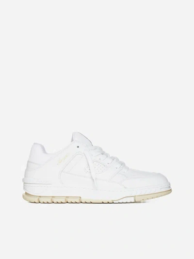 Shop Axel Arigato Area Lo Leather Sneakers In White,beige