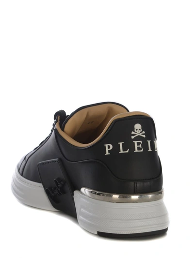 Philipp Plein Leather Sneakers With Distinctive Logo Detail In Black