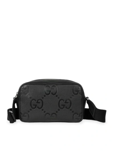 Shop Gucci Jumbo Gg Medium Messenger Bag In Black