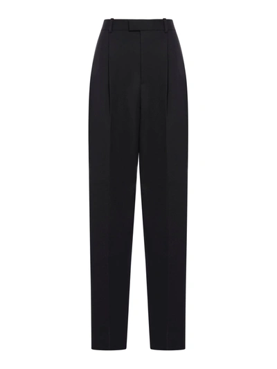 Bottega Veneta Women Midnight Blue Wool Wide-leg Pant In Black