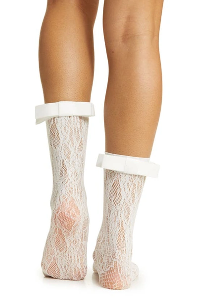 High Heel Jungle Coco Bow Lace Crew Socks In White