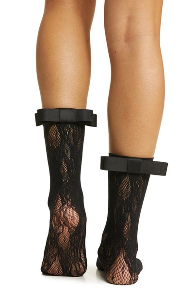 Shop High Heel Jungle Coco Bow Lace Crew Socks In Black
