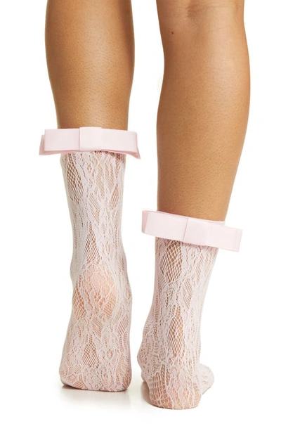 Shop High Heel Jungle Coco Bow Lace Crew Socks In Pink
